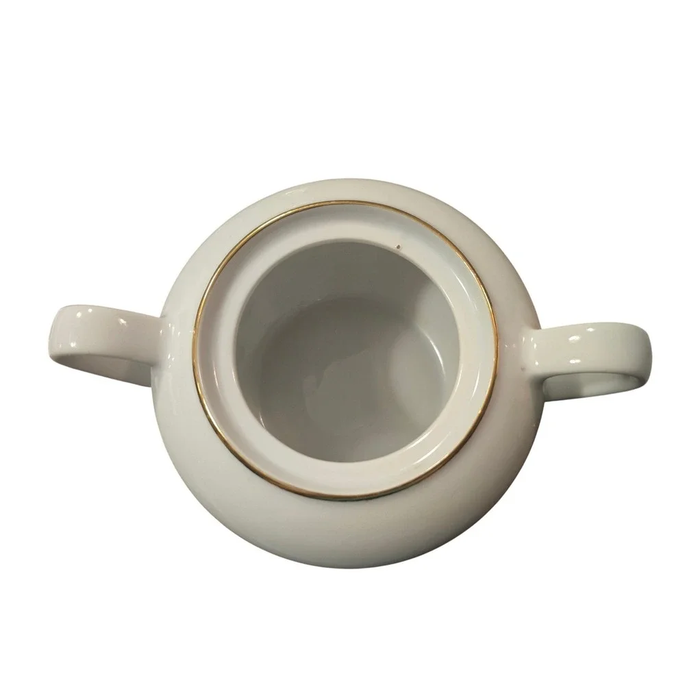 Vintage White Porcelain‎ Golden Wheat Tea Set Sugar Creamer 4 Cups 2 Saucers
